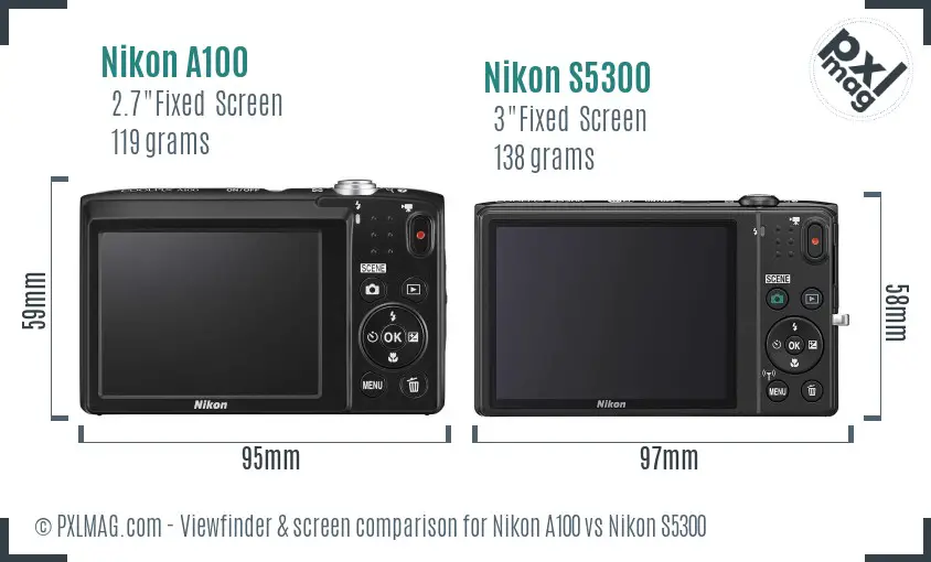 Nikon A100 vs Nikon S5300 Screen and Viewfinder comparison