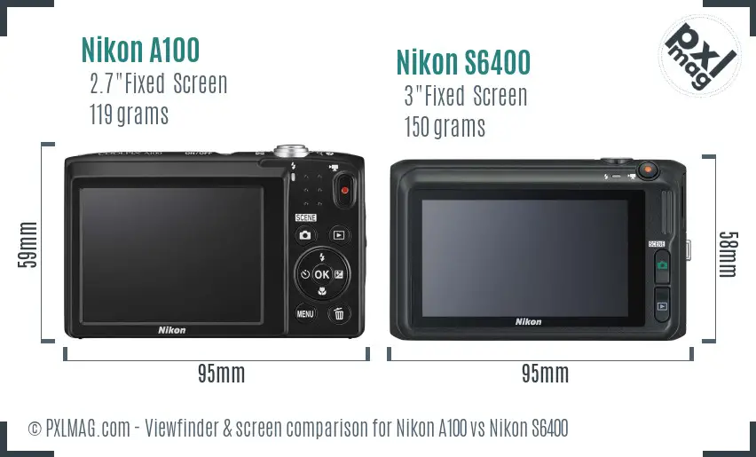 Nikon A100 vs Nikon S6400 Screen and Viewfinder comparison