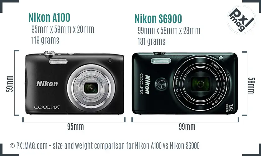 Nikon A100 vs Nikon S6900 size comparison Nikon A100 vs Nikon S6900 size comparison