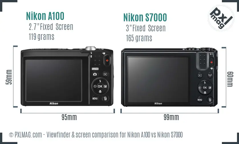 Nikon A100 vs Nikon S7000 Screen and Viewfinder comparison