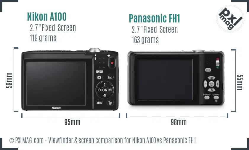Nikon A100 vs Panasonic FH1 Screen and Viewfinder comparison