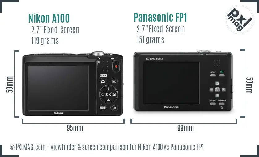 Nikon A100 vs Panasonic FP1 Screen and Viewfinder comparison