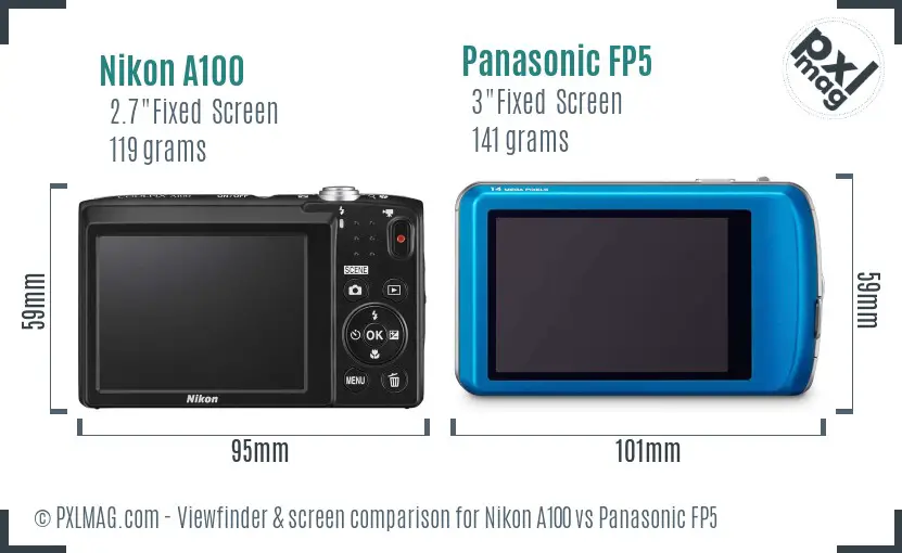 Nikon A100 vs Panasonic FP5 Screen and Viewfinder comparison