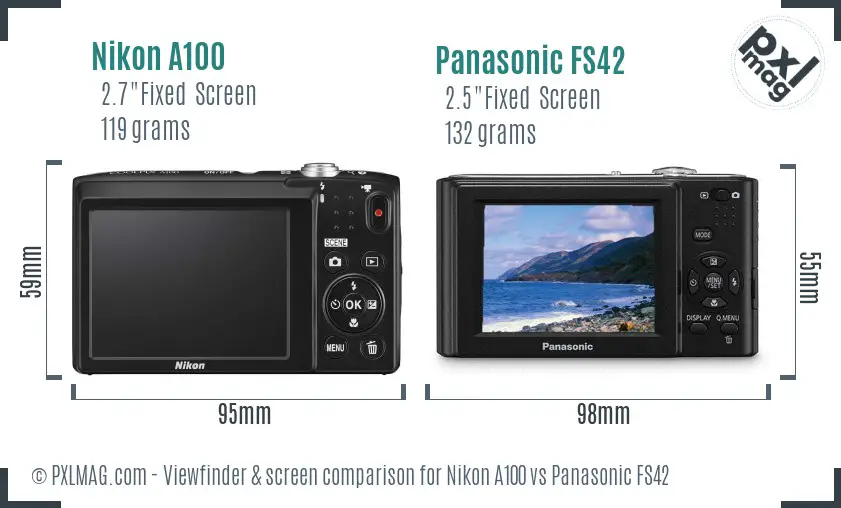 Nikon A100 vs Panasonic FS42 Screen and Viewfinder comparison