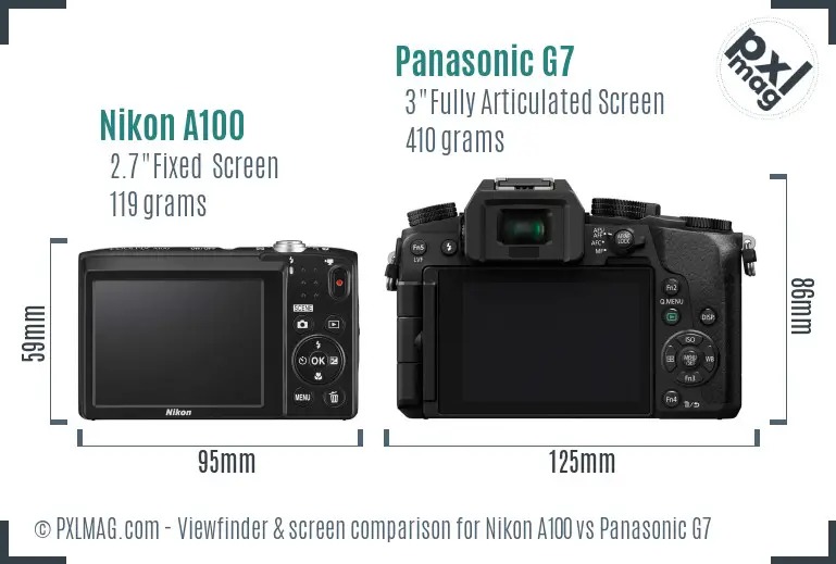 Nikon A100 vs Panasonic G7 Screen and Viewfinder comparison