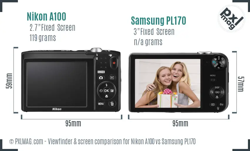 Nikon A100 vs Samsung PL170 Screen and Viewfinder comparison Nikon A100 vs Samsung PL170 Screen and Viewfinder comparison