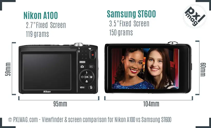 Nikon A100 vs Samsung ST600 Screen and Viewfinder comparison Nikon A100 vs Samsung ST600 Screen and Viewfinder comparison