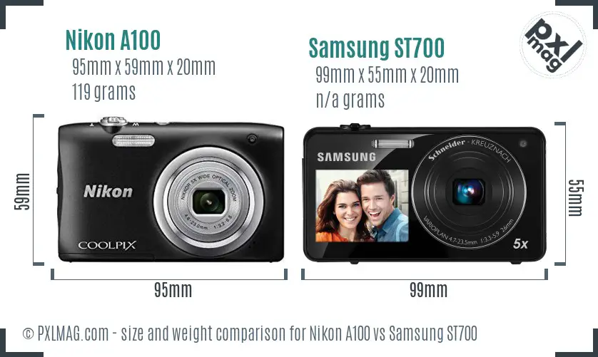 Nikon A100 vs Samsung ST700 size comparison