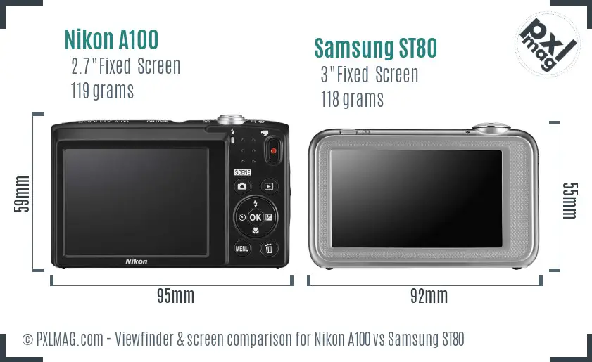 Nikon A100 vs Samsung ST80 Screen and Viewfinder comparison