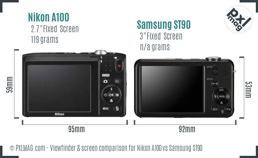 Nikon A100 vs Samsung ST90 Screen and Viewfinder comparison