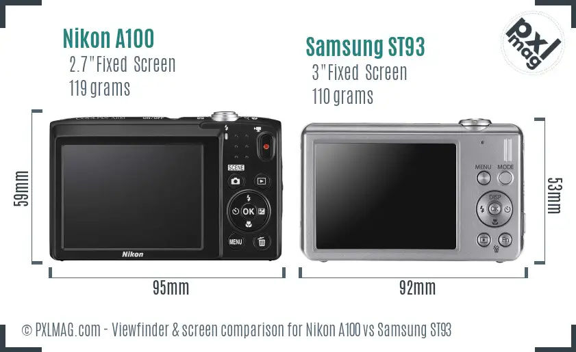 Nikon A100 vs Samsung ST93 Screen and Viewfinder comparison