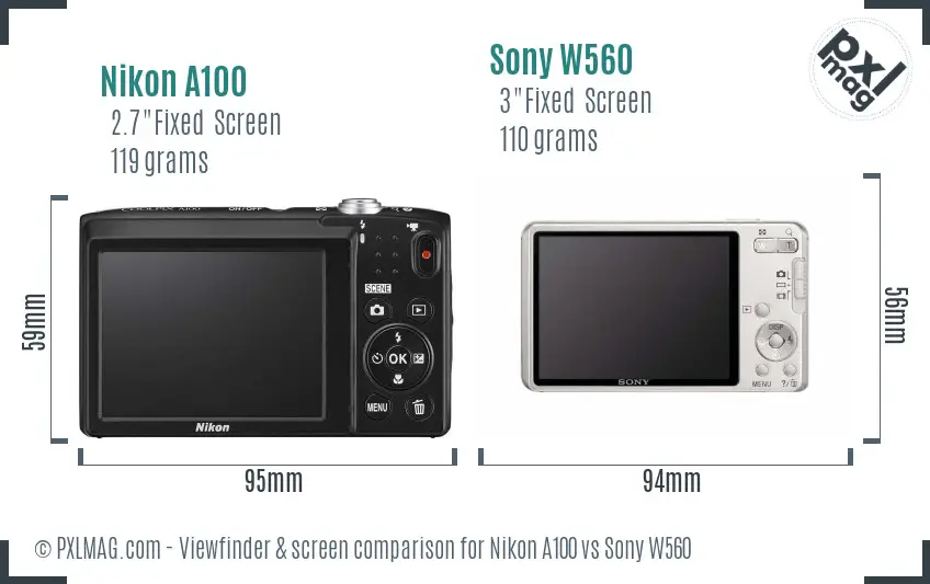 Nikon A100 vs Sony W560 Screen and Viewfinder comparison Nikon A100 vs Sony W560 Screen and Viewfinder comparison