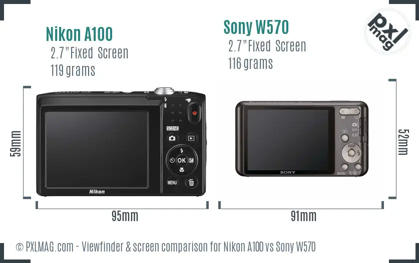 Nikon A100 vs Sony W570 Screen and Viewfinder comparison