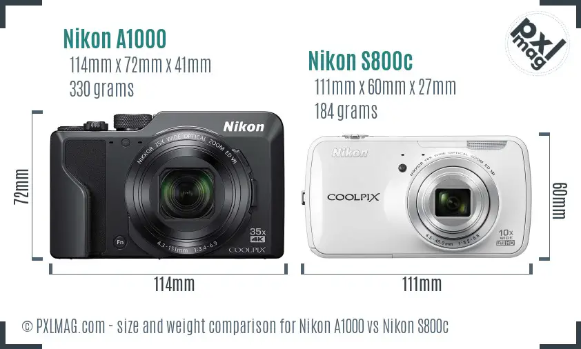 Nikon A1000 vs Nikon S800c size comparison Nikon A1000 vs Nikon S800c size comparison