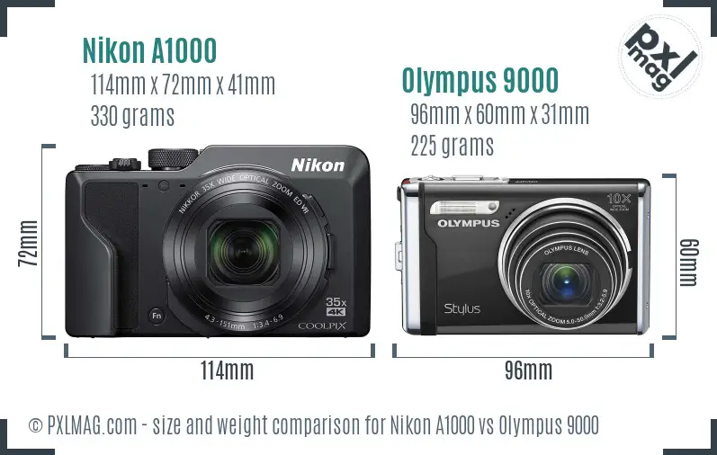Nikon A1000 vs Olympus 9000 size comparison Nikon A1000 vs Olympus 9000 size comparison