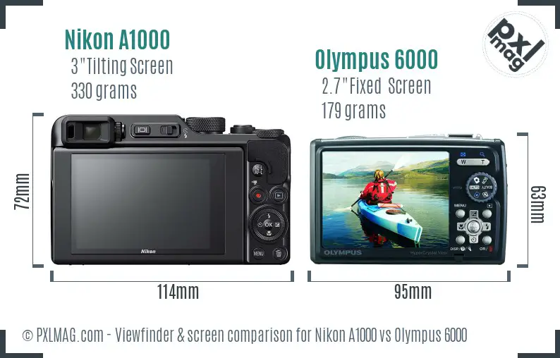Nikon A1000 vs Olympus 6000 Screen and Viewfinder comparison