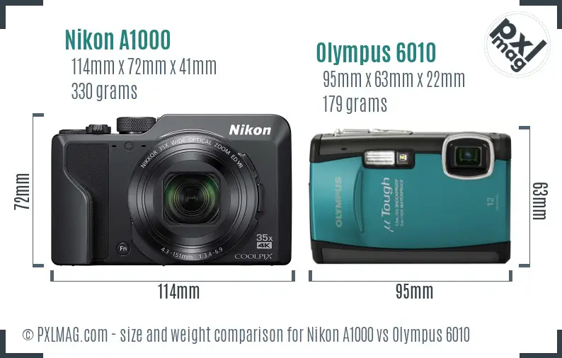 Nikon A1000 vs Olympus 6010 size comparison Nikon A1000 vs Olympus 6010 size comparison