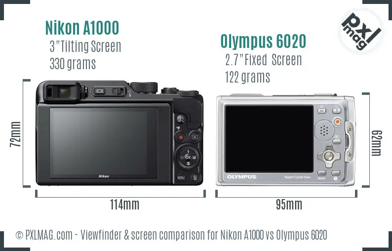 Nikon A1000 vs Olympus 6020 Screen and Viewfinder comparison Nikon A1000 vs Olympus 6020 Screen and Viewfinder comparison