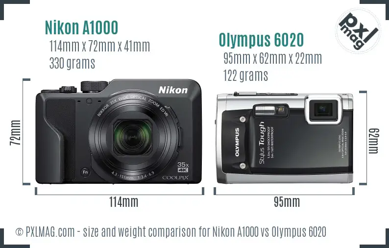 Nikon A1000 vs Olympus 6020 size comparison Nikon A1000 vs Olympus 6020 size comparison