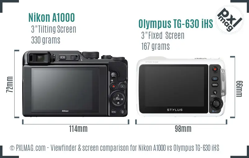 Nikon A1000 vs Olympus TG-630 iHS Screen and Viewfinder comparison
