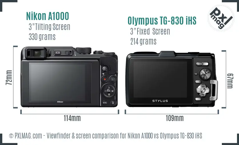 Nikon A1000 vs Olympus TG-830 iHS Screen and Viewfinder comparison Nikon A1000 vs Olympus TG-830 iHS Screen and Viewfinder comparison