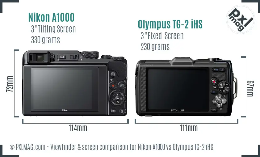 Nikon A1000 vs Olympus TG-2 iHS Screen and Viewfinder comparison