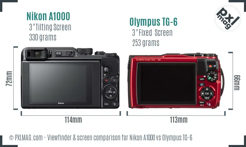 Nikon A1000 vs Olympus TG-6 Screen and Viewfinder comparison Nikon A1000 vs Olympus TG-6 Screen and Viewfinder comparison