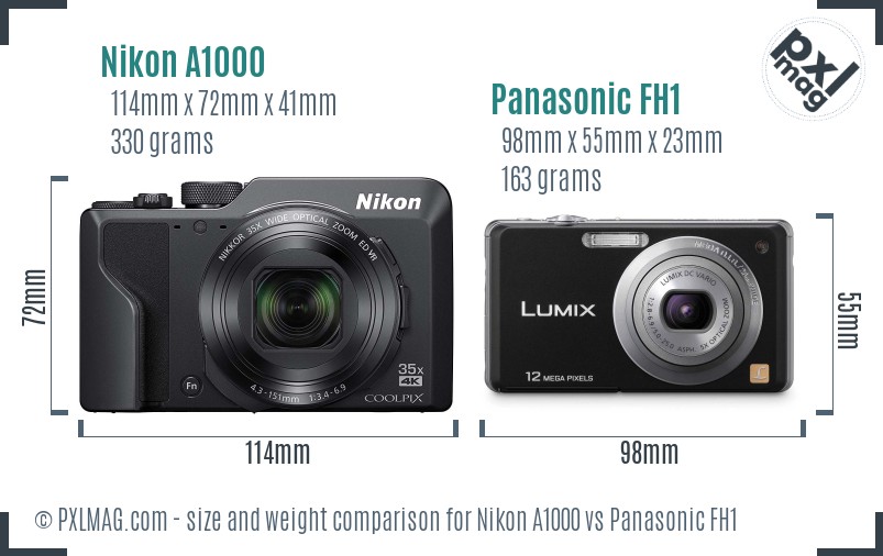 Nikon A1000 vs Panasonic FH1 size comparison Nikon A1000 vs Panasonic FH1 size comparison