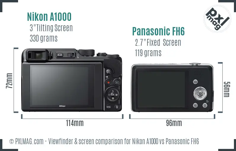 Nikon A1000 vs Panasonic FH6 Screen and Viewfinder comparison