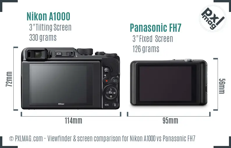 Nikon A1000 vs Panasonic FH7 Screen and Viewfinder comparison