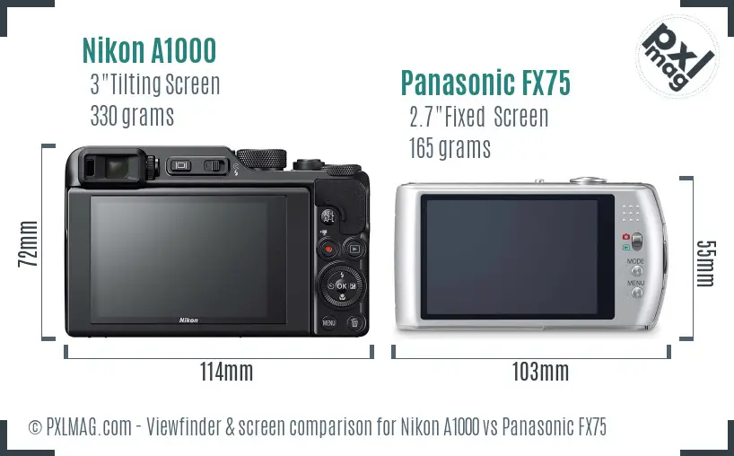 Nikon A1000 vs Panasonic FX75 Screen and Viewfinder comparison Nikon A1000 vs Panasonic FX75 Screen and Viewfinder comparison