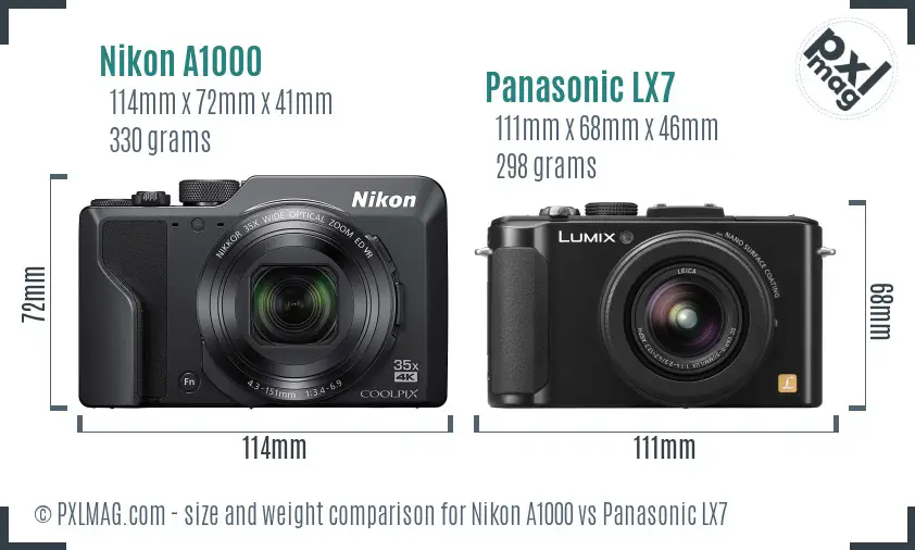 Nikon A1000 vs Panasonic LX7 size comparison Nikon A1000 vs Panasonic LX7 size comparison