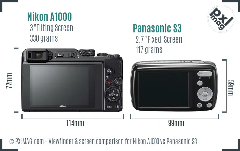 Nikon A1000 vs Panasonic S3 Screen and Viewfinder comparison