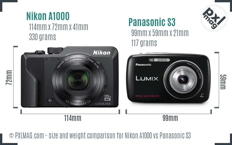 Nikon A1000 vs Panasonic S3 size comparison Nikon A1000 vs Panasonic S3 size comparison