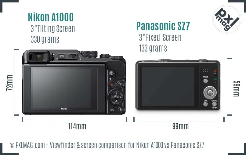 Nikon A1000 vs Panasonic SZ7 Screen and Viewfinder comparison Nikon A1000 vs Panasonic SZ7 Screen and Viewfinder comparison