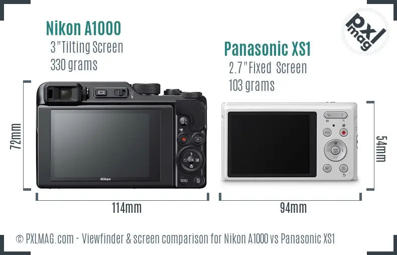 Nikon A1000 vs Panasonic XS1 Screen and Viewfinder comparison Nikon A1000 vs Panasonic XS1 Screen and Viewfinder comparison