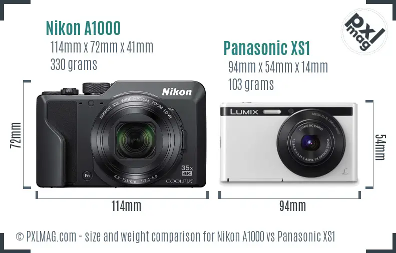 Nikon A1000 vs Panasonic XS1 size comparison Nikon A1000 vs Panasonic XS1 size comparison