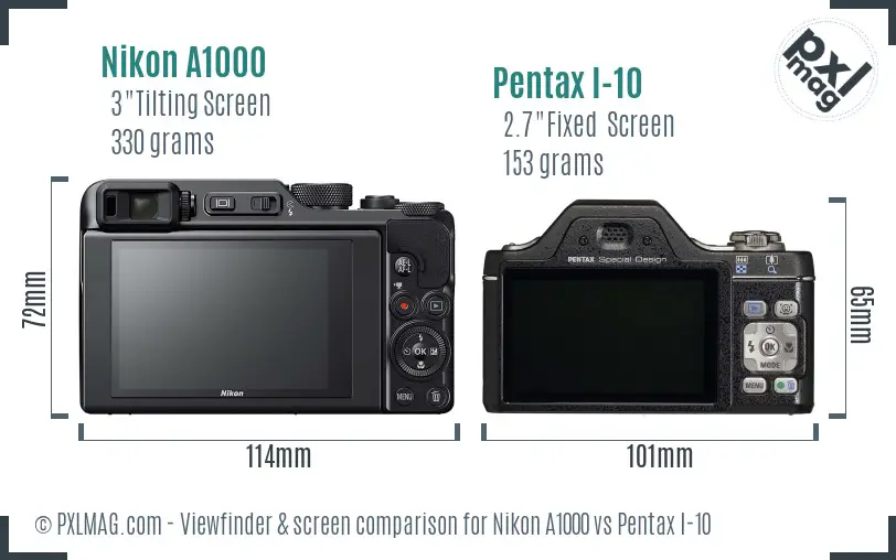 Nikon A1000 vs Pentax I-10 Screen and Viewfinder comparison Nikon A1000 vs Pentax I-10 Screen and Viewfinder comparison
