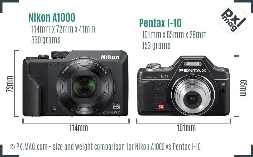 Nikon A1000 vs Pentax I-10 size comparison Nikon A1000 vs Pentax I-10 size comparison