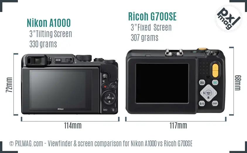 Nikon A1000 vs Ricoh G700SE Screen and Viewfinder comparison Nikon A1000 vs Ricoh G700SE Screen and Viewfinder comparison