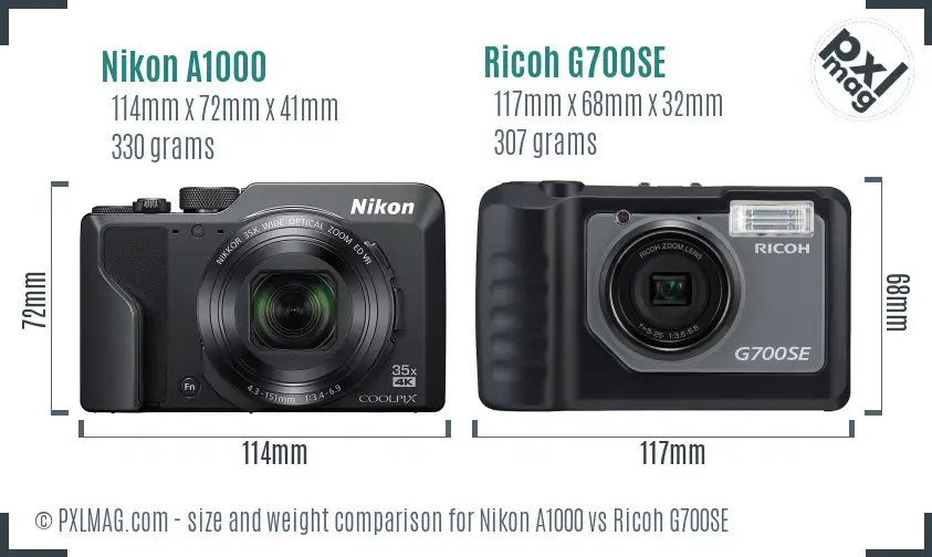 Nikon A1000 vs Ricoh G700SE size comparison Nikon A1000 vs Ricoh G700SE size comparison