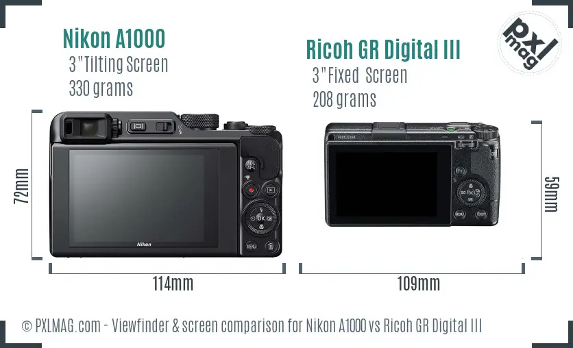 Nikon A1000 vs Ricoh GR Digital III Screen and Viewfinder comparison Nikon A1000 vs Ricoh GR Digital III Screen and Viewfinder comparison