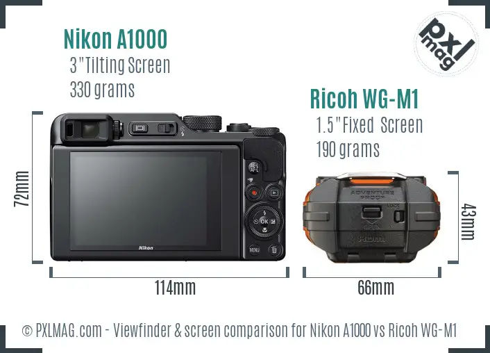 Nikon A1000 vs Ricoh WG-M1 Screen and Viewfinder comparison