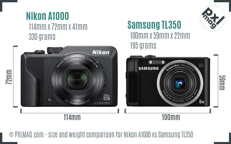 Nikon A1000 vs Samsung TL350 size comparison Nikon A1000 vs Samsung TL350 size comparison