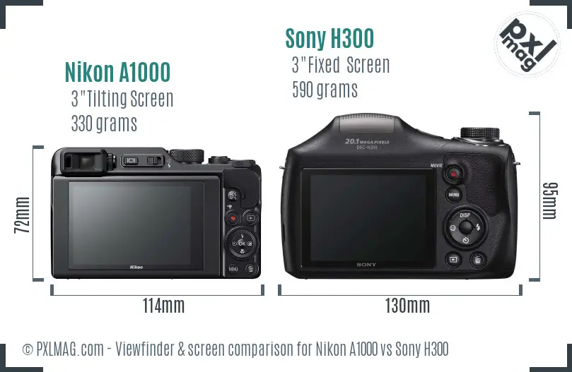 Nikon A1000 vs Sony H300 Screen and Viewfinder comparison