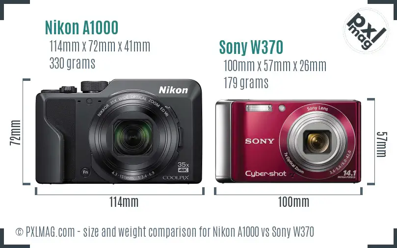 Nikon A1000 vs Sony W370 size comparison Nikon A1000 vs Sony W370 size comparison