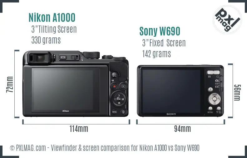 Nikon A1000 vs Sony W690 Screen and Viewfinder comparison Nikon A1000 vs Sony W690 Screen and Viewfinder comparison