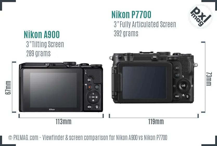 Nikon A900 vs Nikon P7700 Screen and Viewfinder comparison Nikon A900 vs Nikon P7700 Screen and Viewfinder comparison