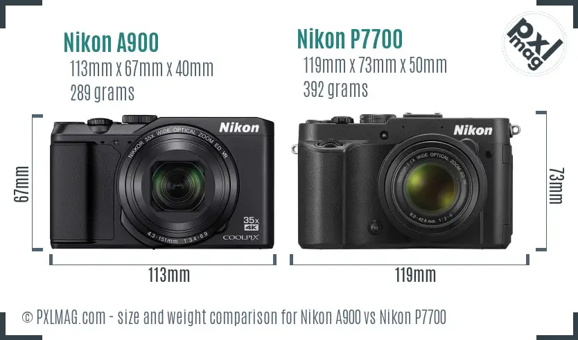 Nikon A900 vs Nikon P7700 size comparison Nikon A900 vs Nikon P7700 size comparison
