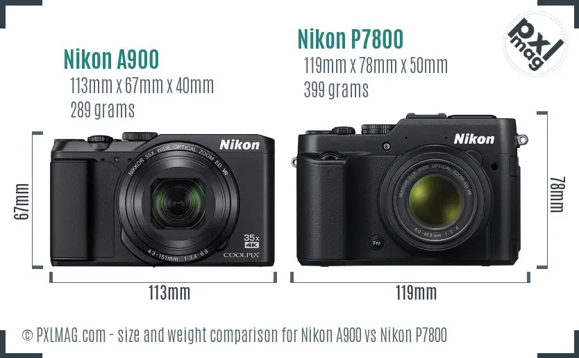 Nikon A900 vs Nikon P7800 size comparison Nikon A900 vs Nikon P7800 size comparison